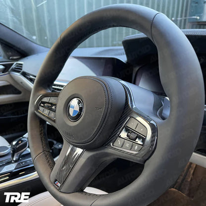 TRE Pre-Preg Carbon Fibre Steering Wheel Trim for BMW M Sport (2018-2024, F40 F44 G20 G21 G42 G30)