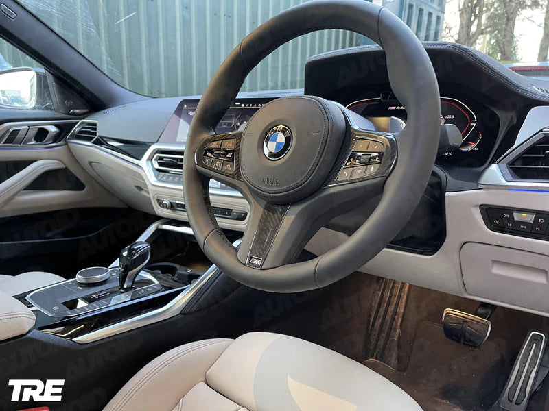 TRE PRE-PREG CARBON FIBRE STEERING WHEEL TRIM ACCENT FOR BMW M SPORT MODELS (2018 + F40 F44 G20 G21 G42 G30) - Steering