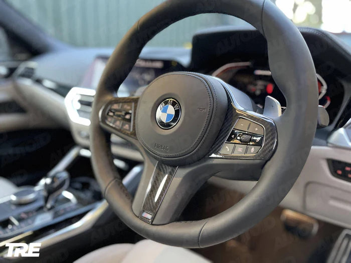 TRE Pre-Preg Carbon Fibre Steering Wheel Trim for BMW M Sport (2018-2024, F40 F44 G20 G21 G42 G30)