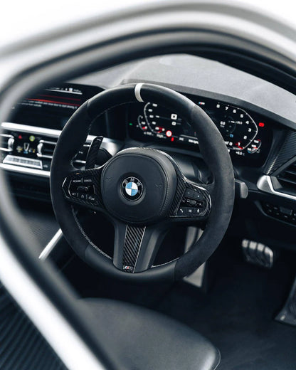TRE PRE-PREG CARBON FIBRE STEERING WHEEL TRIM ACCENT FOR BMW M SPORT MODELS (2018 + F40 F44 G20 G21 G42 G30) - Steering