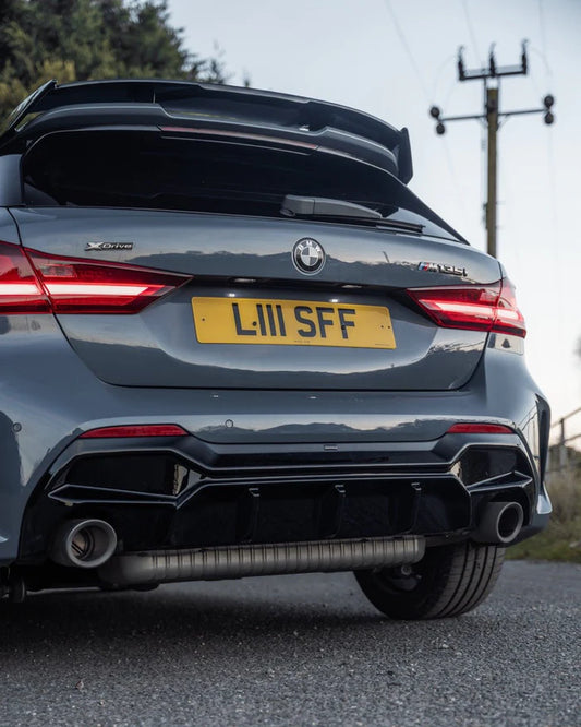 BMW M135i & 1 Series Dual Exit (128ti, 120d, 120i) F40 EVO-1 Gloss Black Rear Diffuser by ZAERO (2019-2024)