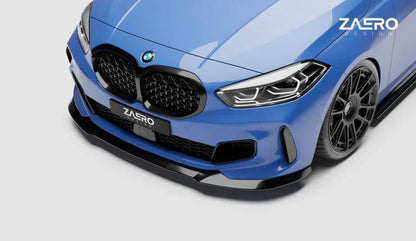 BMW 1 Series M Sport & M135i F40 EVO-1 Gloss Black Front Splitter by ZAERO (2019-2024)