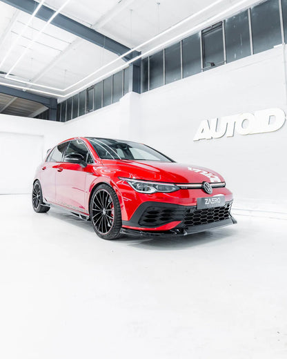 VW Golf GTI Clubsport Mk8 EVO-1 Gloss Black Front Splitter by ZAERO (2020+)