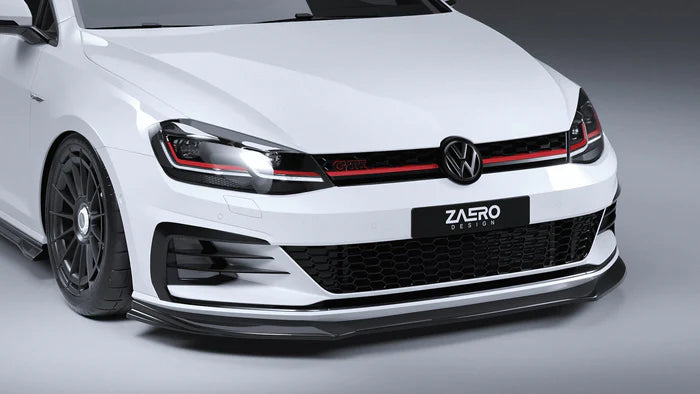 VW Golf GTI & Golf GTD Mk7.5 EVO-1 Gloss Black Front Splitter by ZAERO (2017-2020)